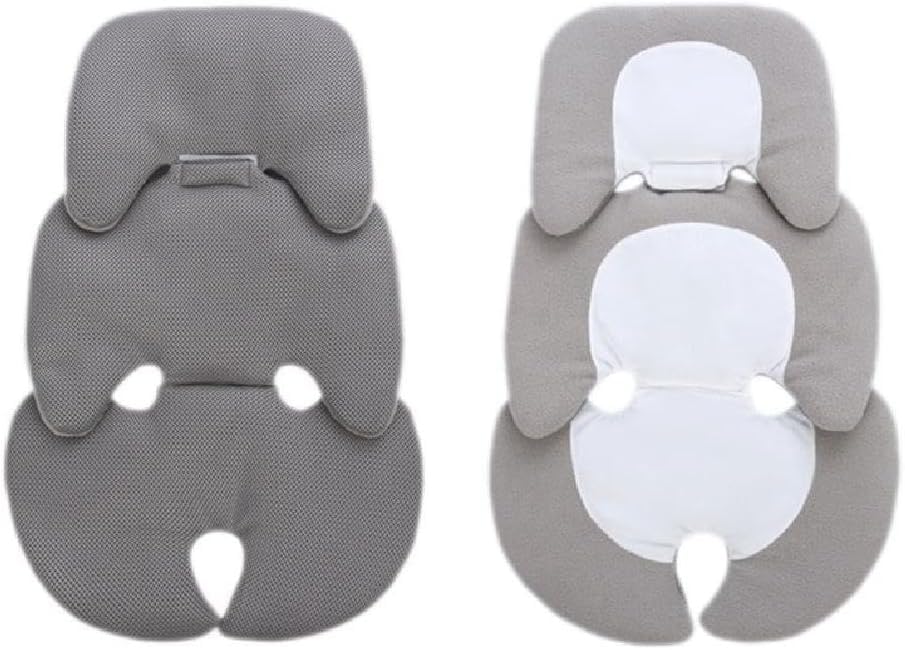 FORUBAR Baby Stroller Cushion Head and for Buggy Pushchair Pram, Support Seat Cushion Pillow Cozy Sleeping Head and Body Swaddle Style Support Mat Pad Infant Car Seat (grey and white)
