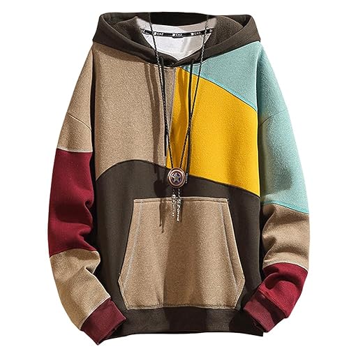 Covisoty Hoodies for Men & Woman Pullover, Mens Fashion Hip-Hop Hooded Sweatshirt Casual Long Sleeve - X-Large - Khaki