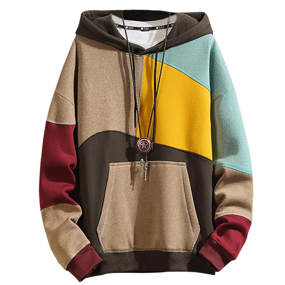 Felpa Uomo con Cappuccio Stampa di Lettere Hoodie Hip Hop a Maniche Lunghe Sweatshirt Pullover Uomo Autunno Inverno