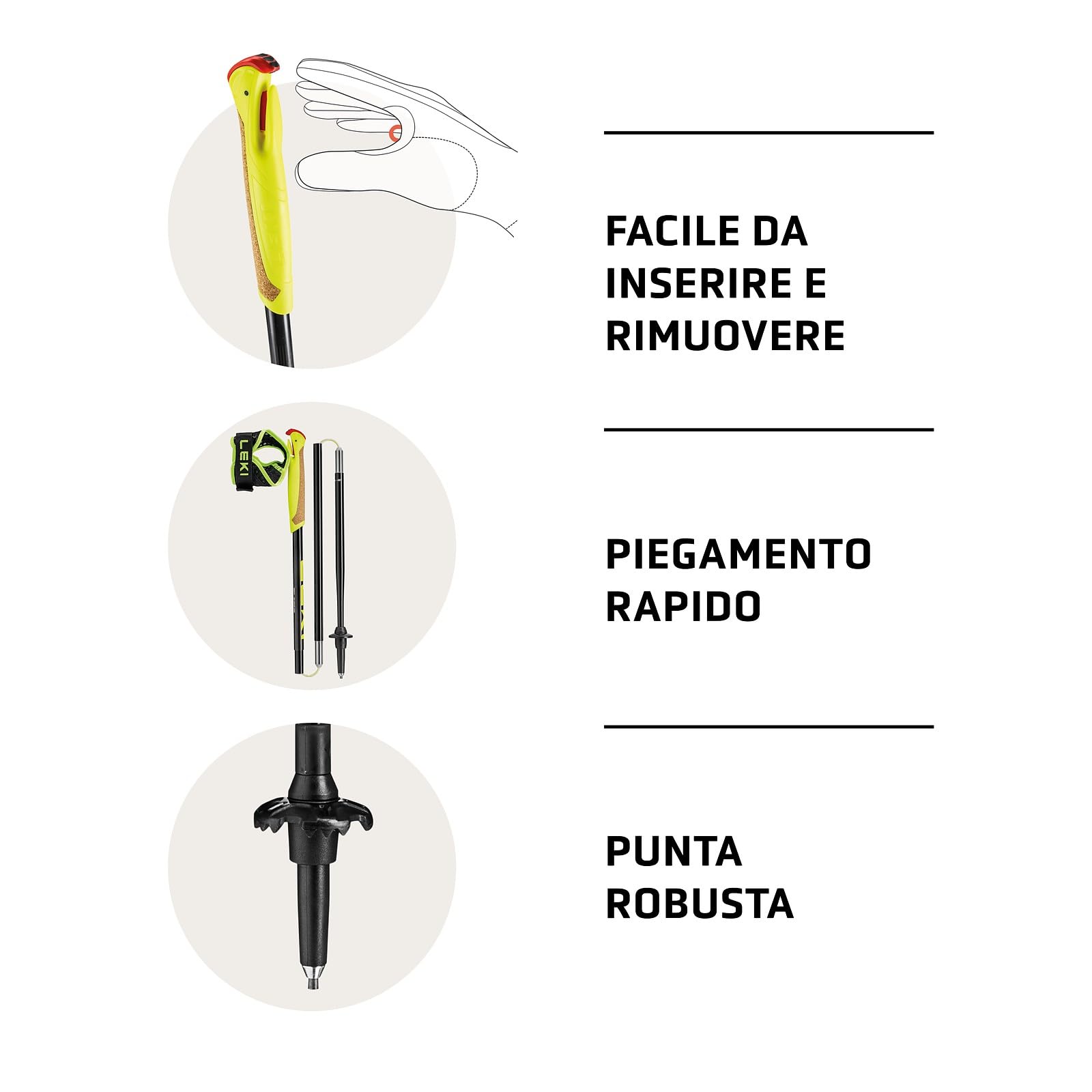 LEKI Evotrail FX.One TA - Bastoni da trail running per uomo e donna, in alluminio e pieghevoli, lunghezza fissa, ultraleggeri