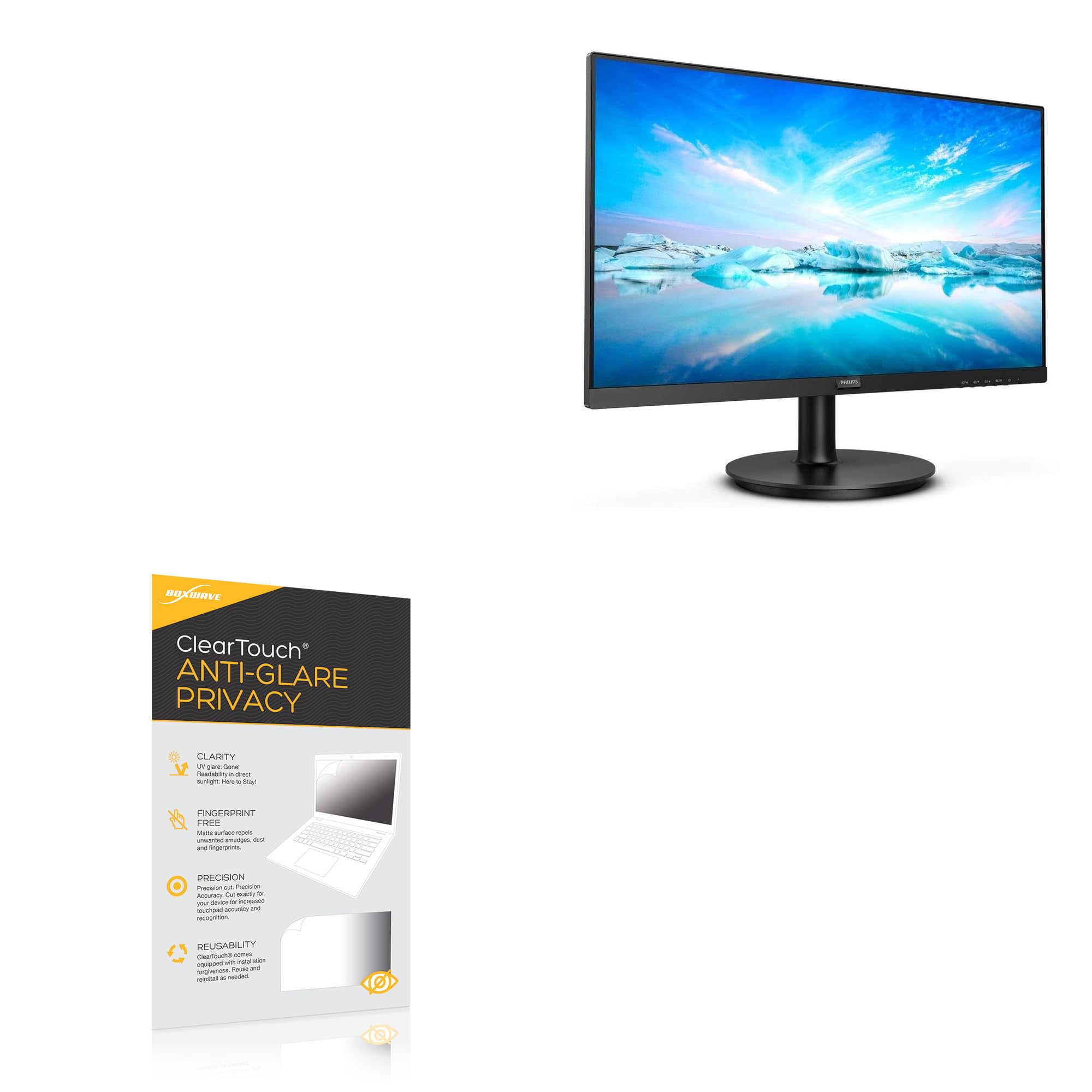 BoxWave Screen Protector Compatible with Philips 271V8L (27 in) - ClearTouch Anti-Glare Privacy (2-Pack), Privacy Screen Protector Flexible Film Anti-Glare