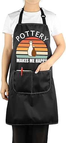 Miniatura 4 de VAMSII Delantal de cerámica con bolsillos, regalos para amantes de la cerámica, delantal de arcilla para alfareros
