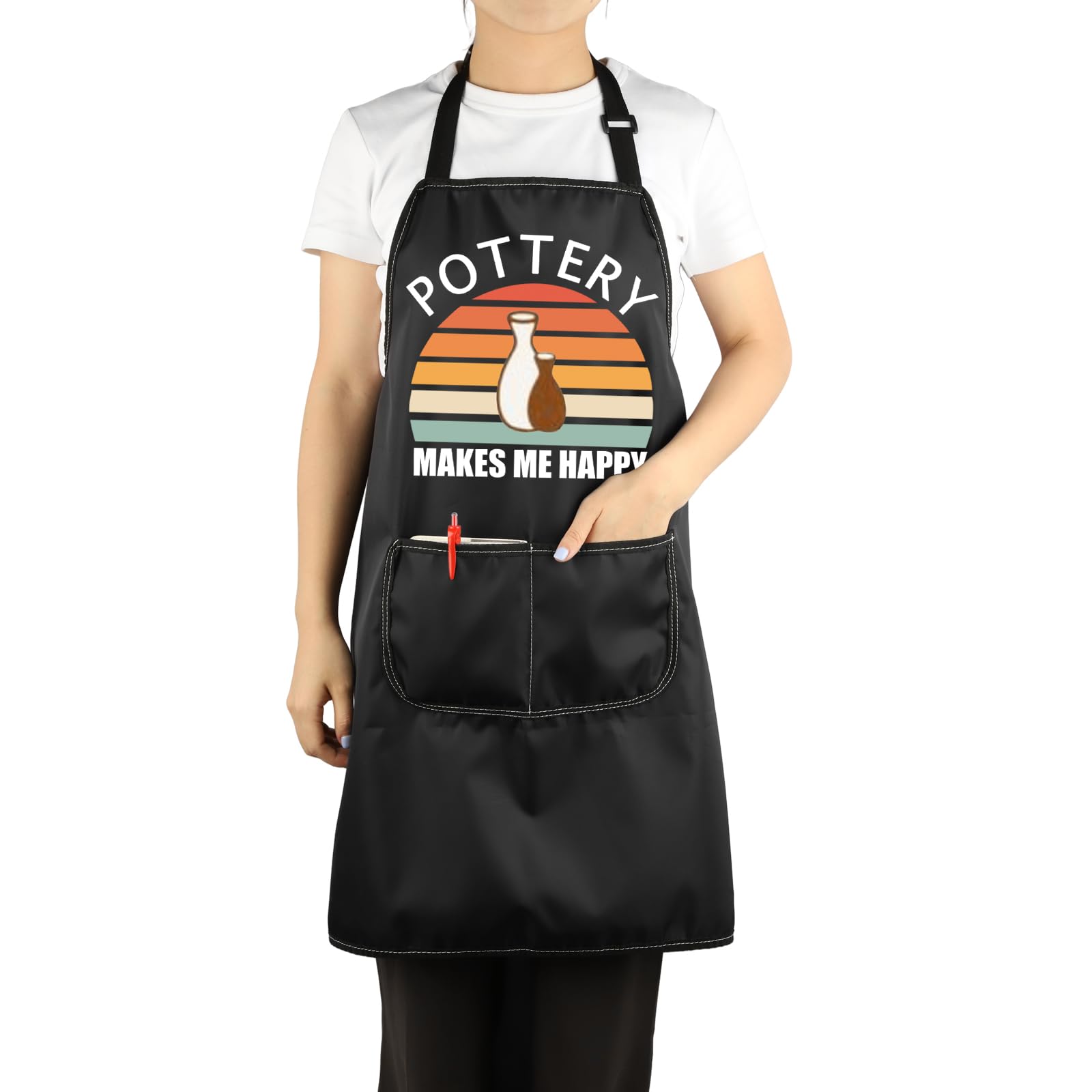 VAMSII Pottery Apron With Pockets - Pottery Lover Gifts - Clay Apron for Potters