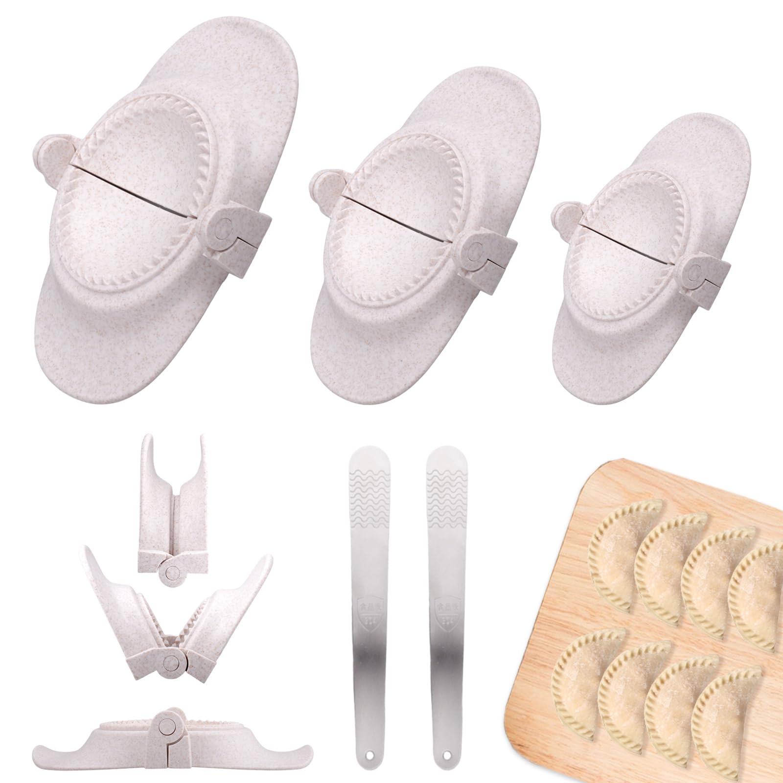 Kit Moule à Ravioli 6 Pièces - 3 Tailles (7, 8, 10 Cm) Avec Cuillère - Ustensile Cuisine Pour Dumplings, Raviolis Maison