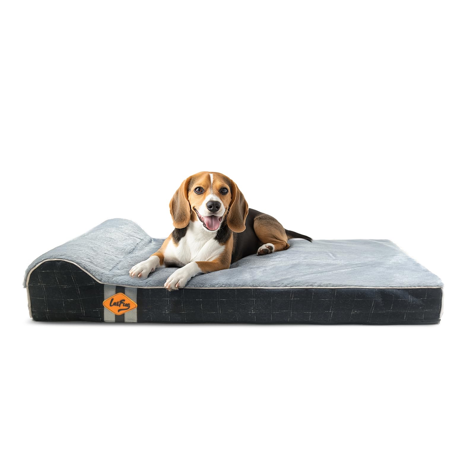 Laifug Orthopedic Dog Beds for Large Dogs,3" Memory Foam Dog Beds,Durable Water Proof Liner Removable and Washable, Nonskid Bottom,Black Grid Grey 40"x25"x5.5"