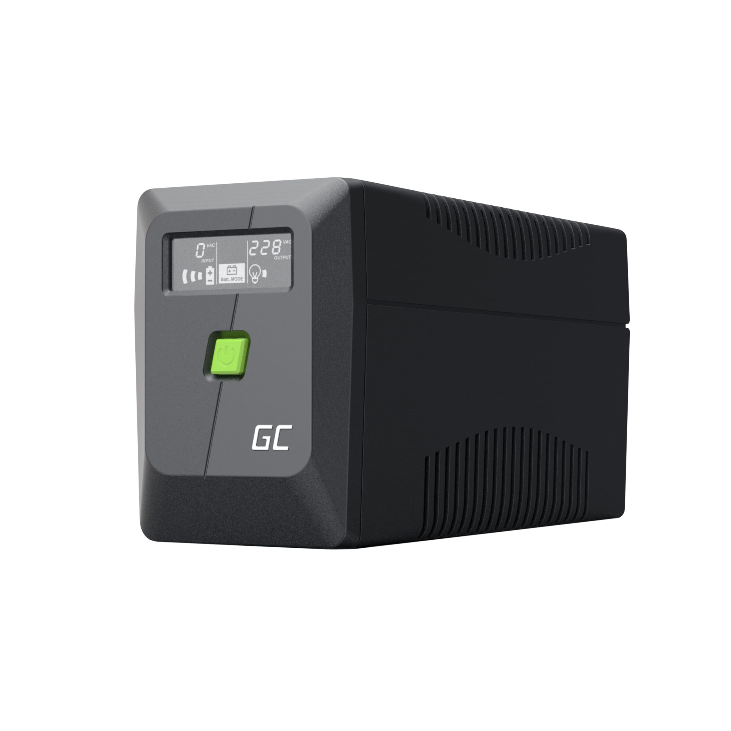 Green Cell PowerProof Gruppo di continuità UPS 650VA/360W con display LCD, onda sinusoidale modificata, batteria 12V 7Ah, protezione sovratensioni, backup energia, USB/RJ45, 2 prese Schuko