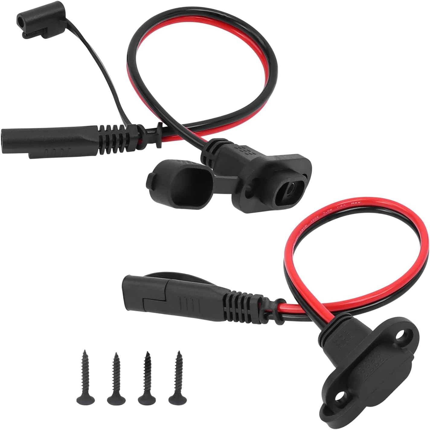 Weatherproof SAE Quick Connect 12 AWG SAE Extension Cord Plug Solar Power Socket Sidewall Port for Solar Generator Battery Charger 1 FT