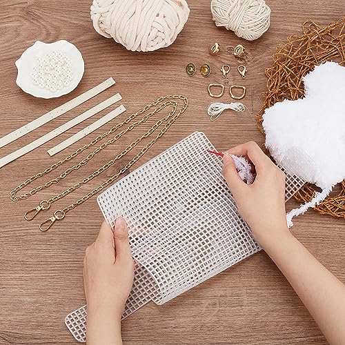 WADORN DIY Knitting & Crochet Handbags Kit, Mesh Plastic Canvas Kit for Shoulder Bags Crossbags, Embroidery Projects, Linen - Image 3