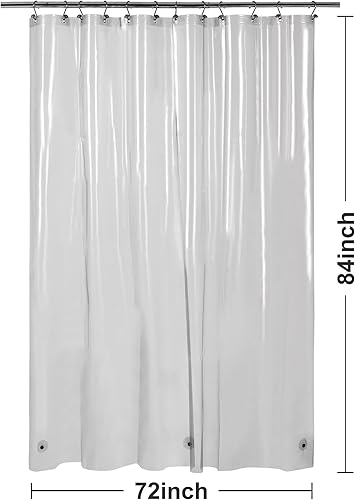 Vista 136 de Barossa Design - Forro de cortina de PEVA para ducha, calidad prémium, sin olor químico, no contiene PVC ni BPA, ligero, tamaño estándar, con 3 Gris