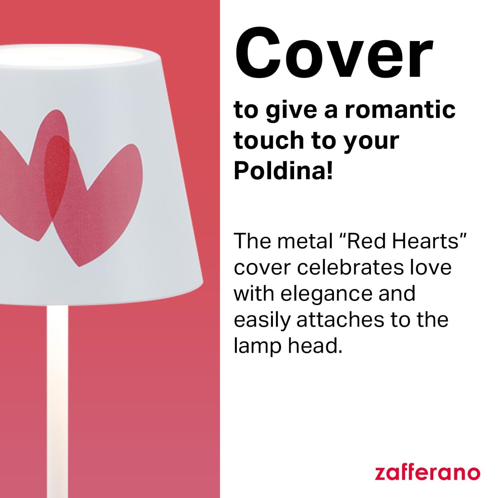 Zafferano, Poldina Cover Special Valentine's Day Edition, Metal Lampshade for Table Lamp Compatible with Poldina Lamps - Image 3
