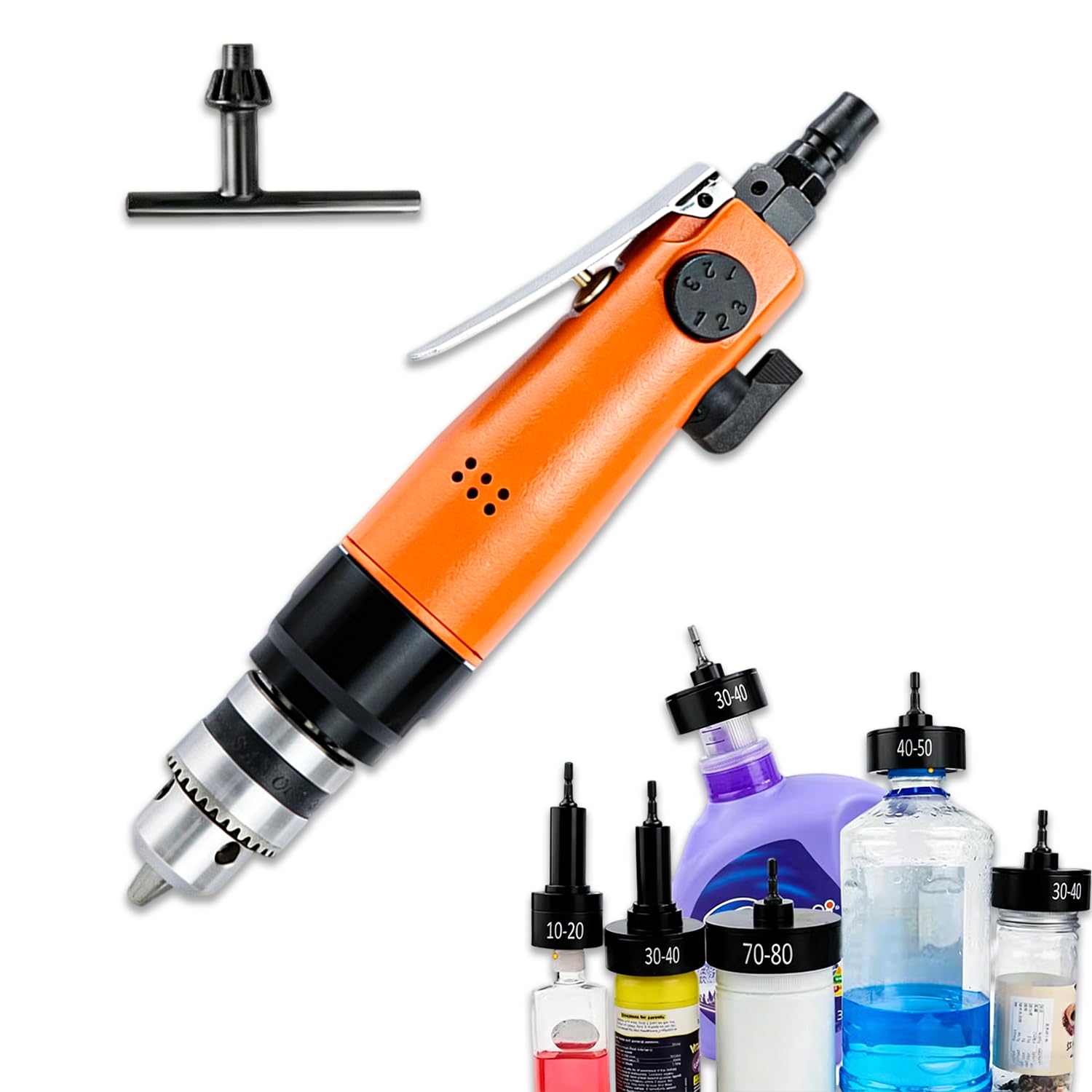 WTRYRN Compact Air Bottle Capping Machine, 2500 RPM Handheld Screw Capper with 6 Heads, Durable Design for Small-Batch Sauce & Beverage Production