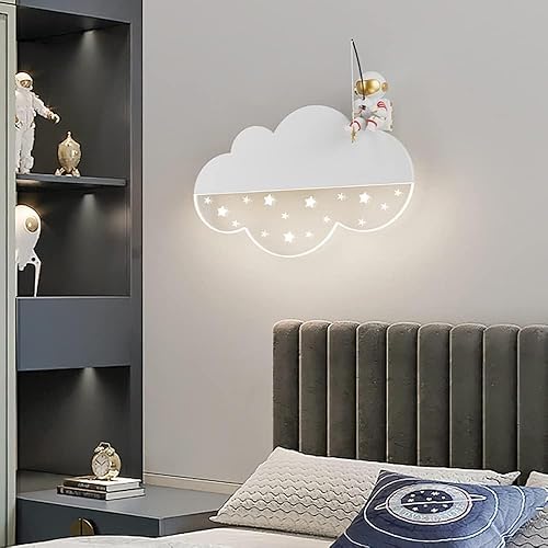 Miniatura 5 de Apliques de pared LED con forma de nube, ideales para inquilinos, apliques de astronautas, lámpara infantil de dibujos animados, luz nocturna