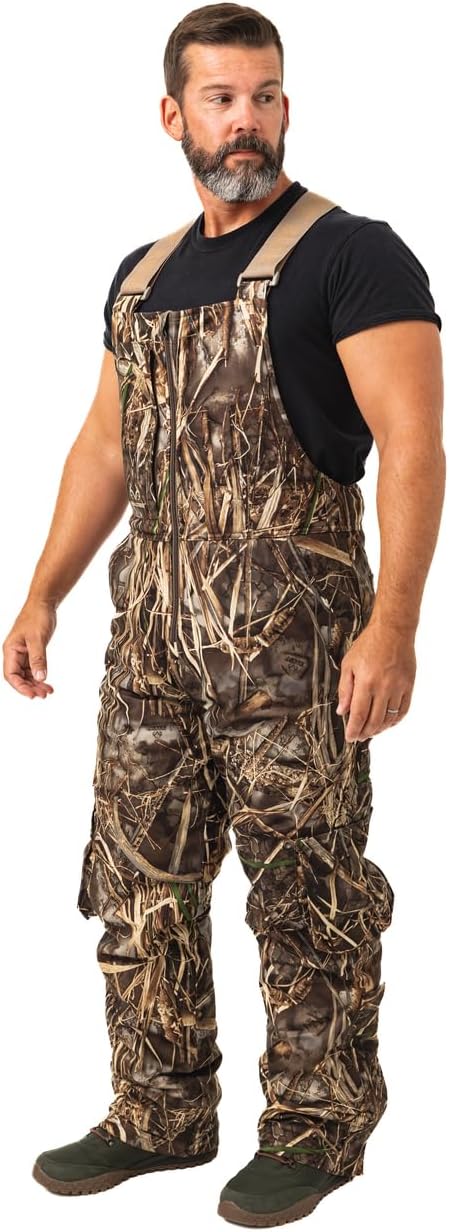 Realtree Men's Camo Hunting Insulated Water Resistant Breathable Midweight Super Warm Bibs Coveralls