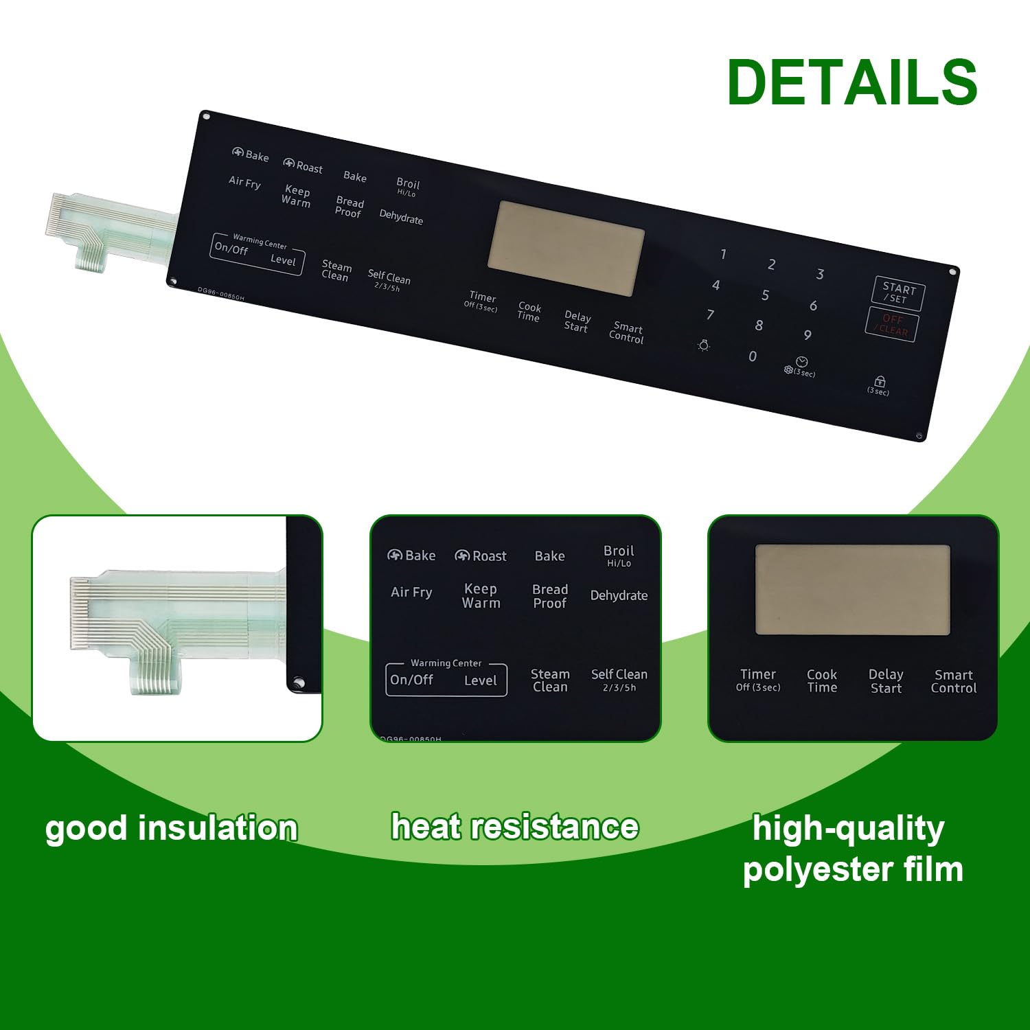 Upgraded DG96-00850H Range Membrane Switch Touchpad Control Panel Compatible with Samsung Gas Ranges Ovens NE63A6511SS/AA-00,NE63A6511SS/AC,NE63A6511SG/AA-00,NE63A6511SS/AA