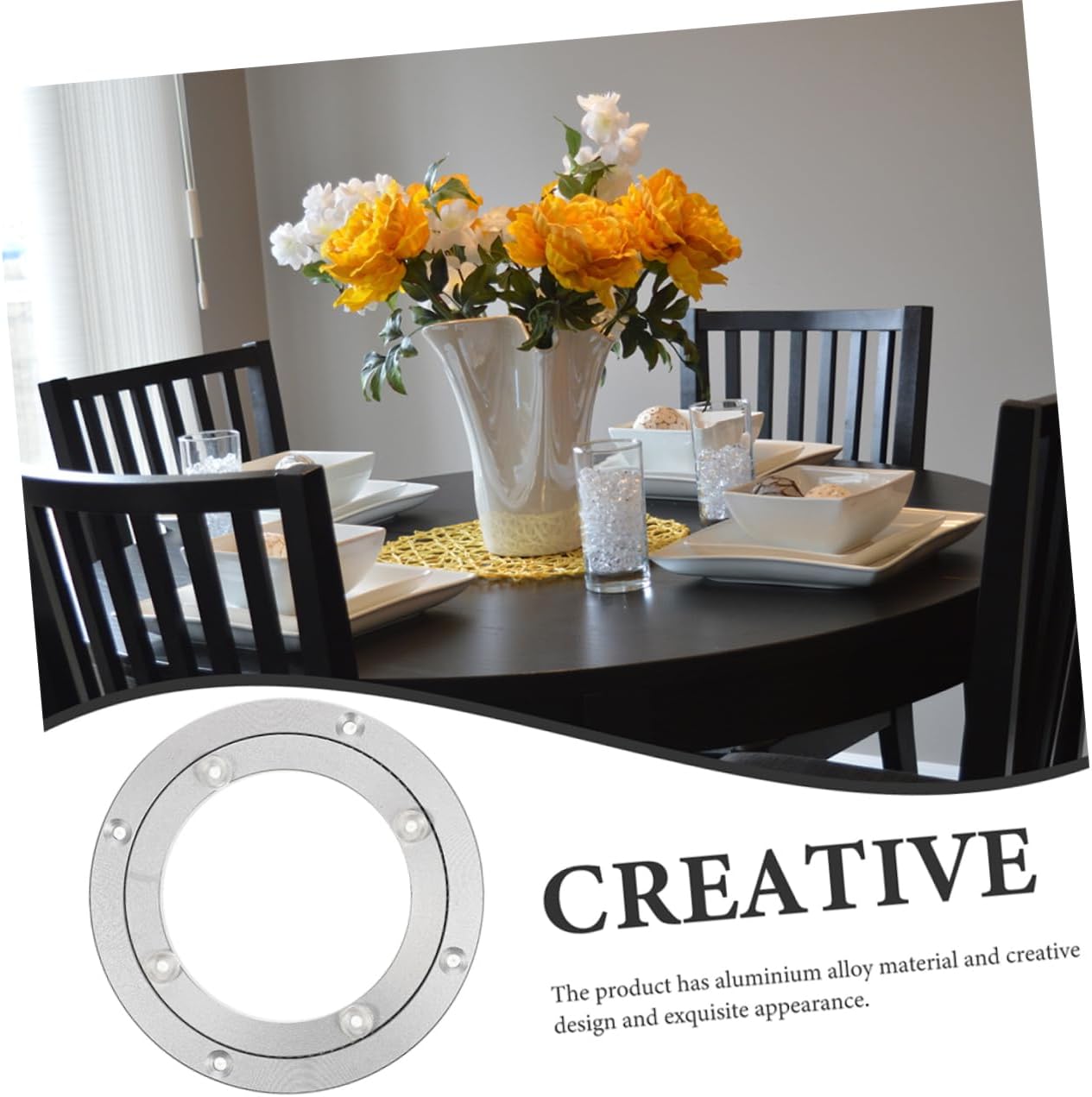 Heavy Duty Dining Table Rotating Turntable Base Smooth Swivel Bearing Aluminum Alloy Lazy Susan for Restaurant and Home Use