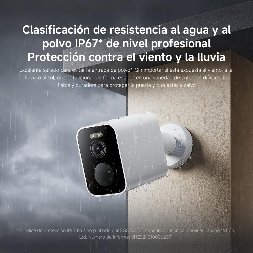 XIAOMI Outdoor Camera BW500, Cámara Exterior con batería de Larga duración, IP67,Resolución de 2,5K y Angulo de 136º, Detector de Movimiento, Visión Nocturna en Color, Placa Solar Opcional