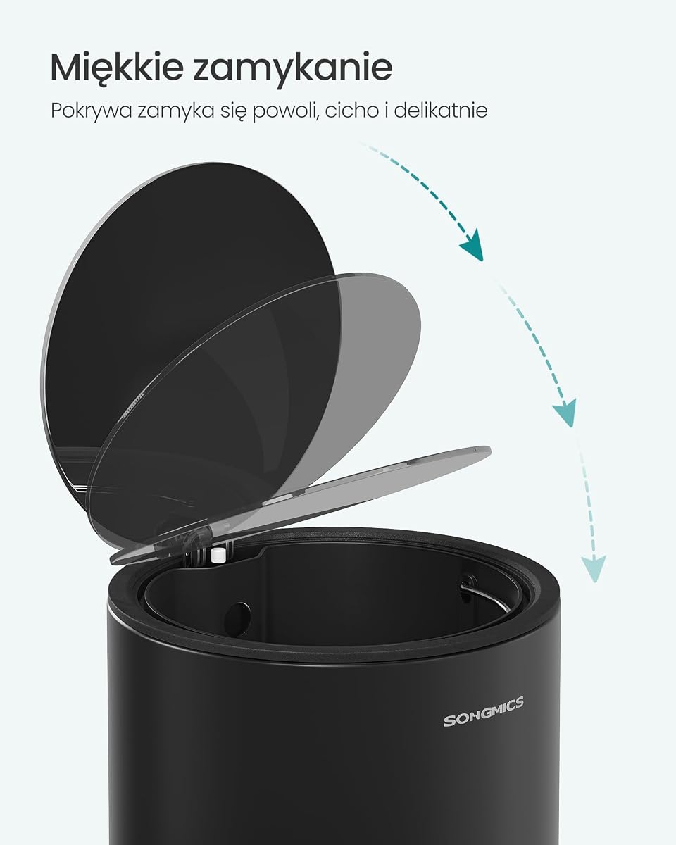 SONGMICS Kosz na śmieci, 6 litrów, z pokrywką, z cichym zamykaniem