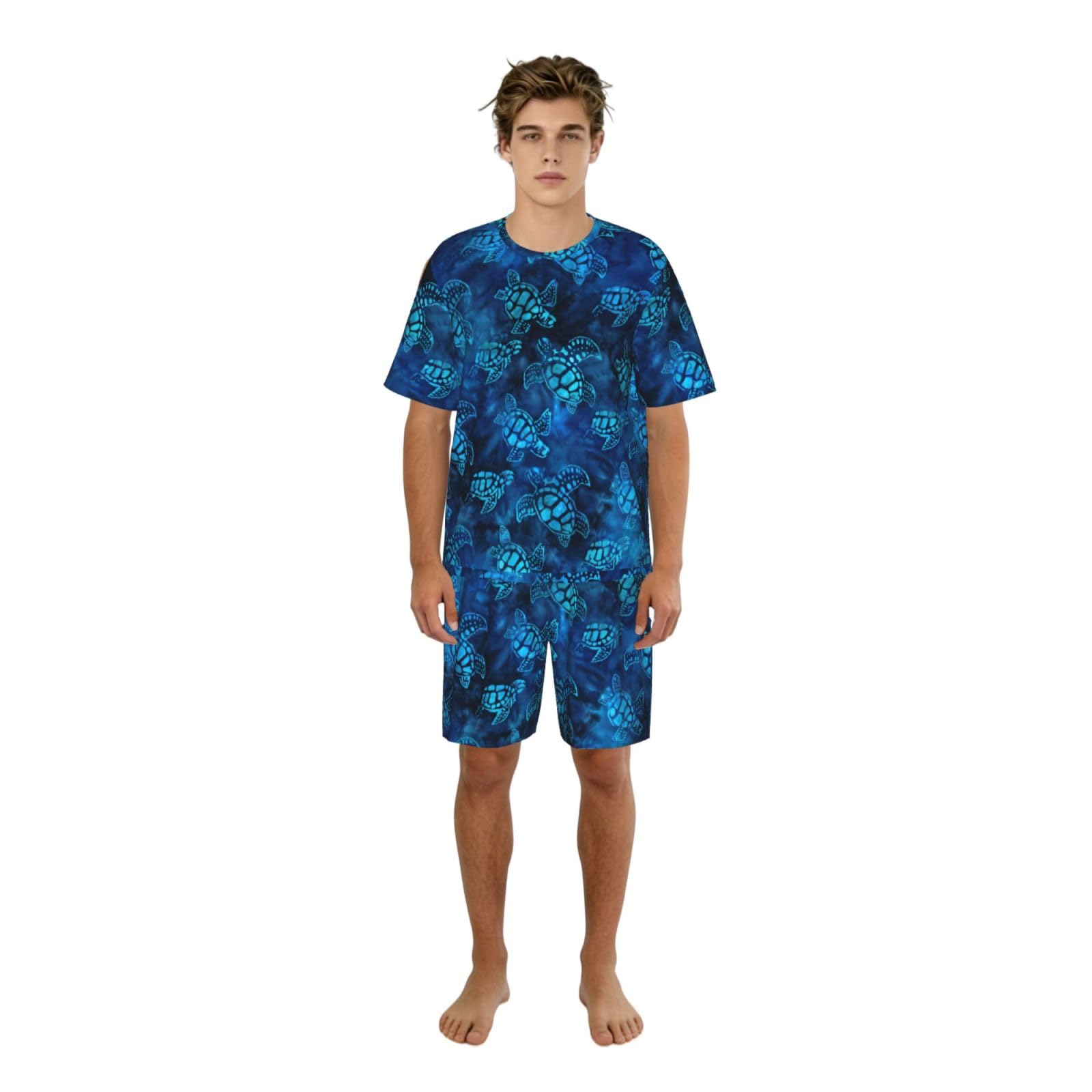 Pijama de tortuga marina para hombre ropa de dormir suave transpirable dos piezas 8