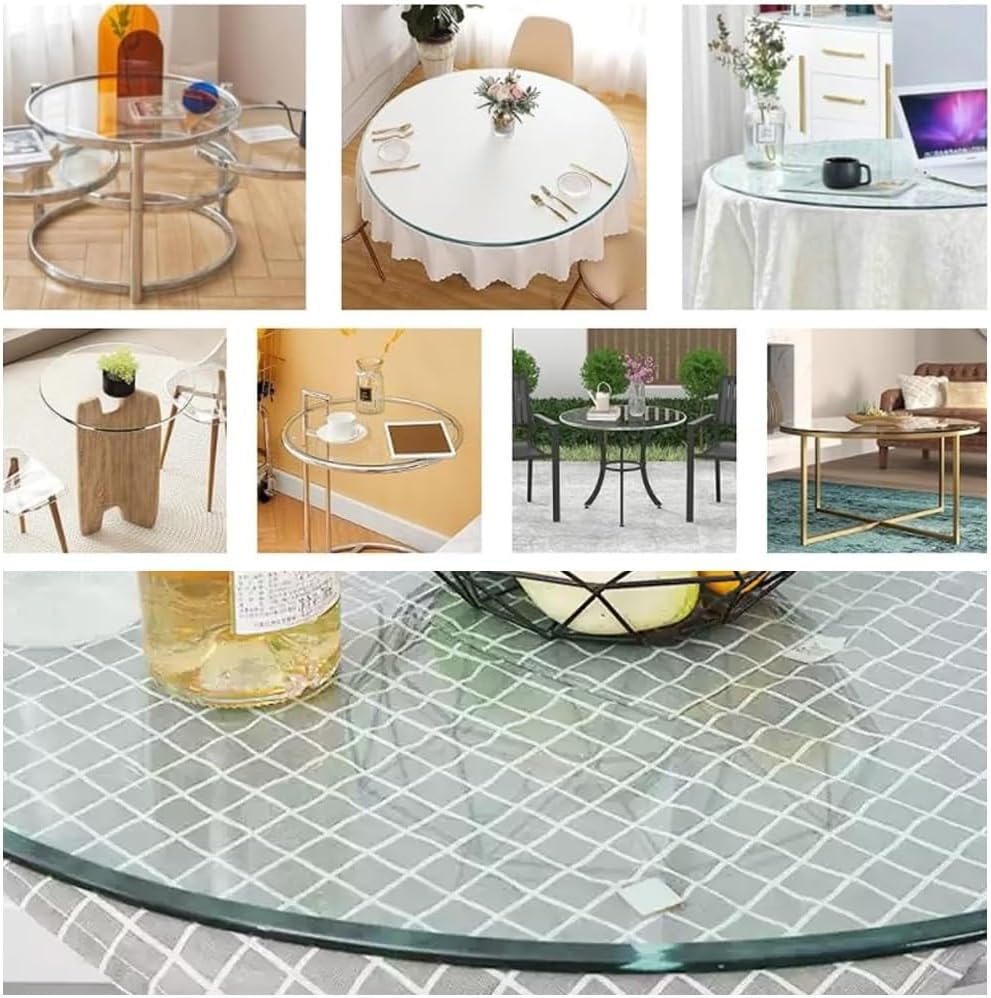 Transparent Tempered Glass Round Table Top Kitchen Dining Table Top Glass Protector Replacement For Home, Living Room, Patio, Garden(850mm(34in))