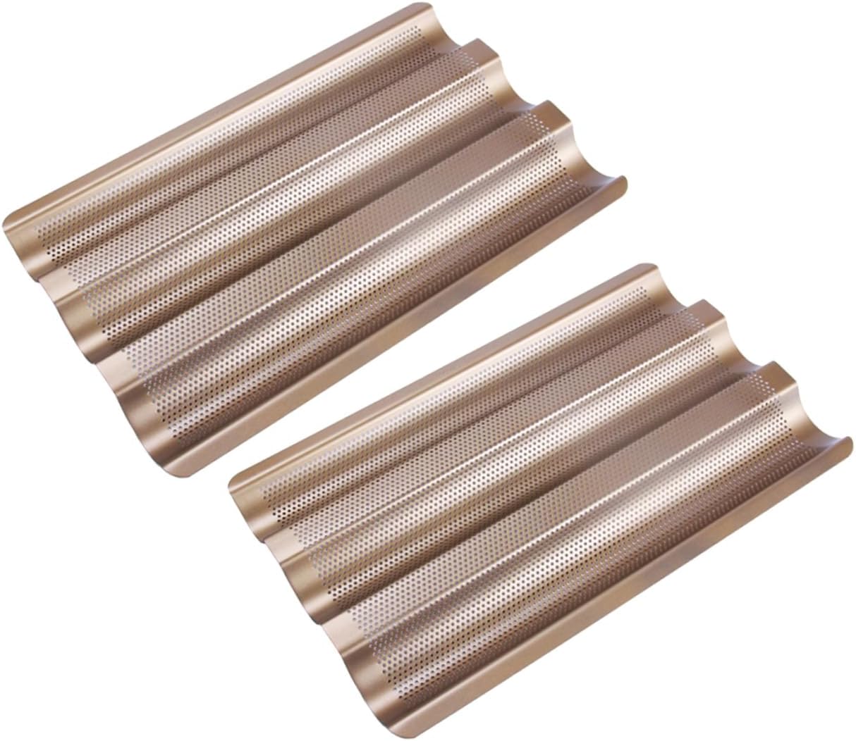 2Pcs Nonstick Baking Tray Three Slot French Bread Mold for Easy Baking Pan for Home Professional Use for Making Baguettes and Loaves
