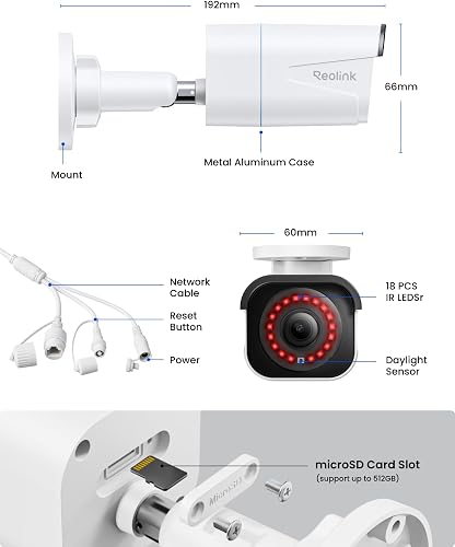Reolink 4K PoE CCTV Security Camera with Smart Human/Vehicle Detection, IR Night Vision, IP66 Weatherproof Supports Audio Recording, microSD Card Slot, Time Lapse, RLC-810A - 9