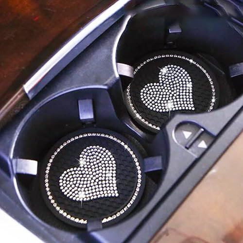 Miniatura 5 de Posavasos de automóvil para portavasos de automóvil, de 2.75 pulgadas, de silicona, antideslizante, con diamantes de imitación, lindo tapete para