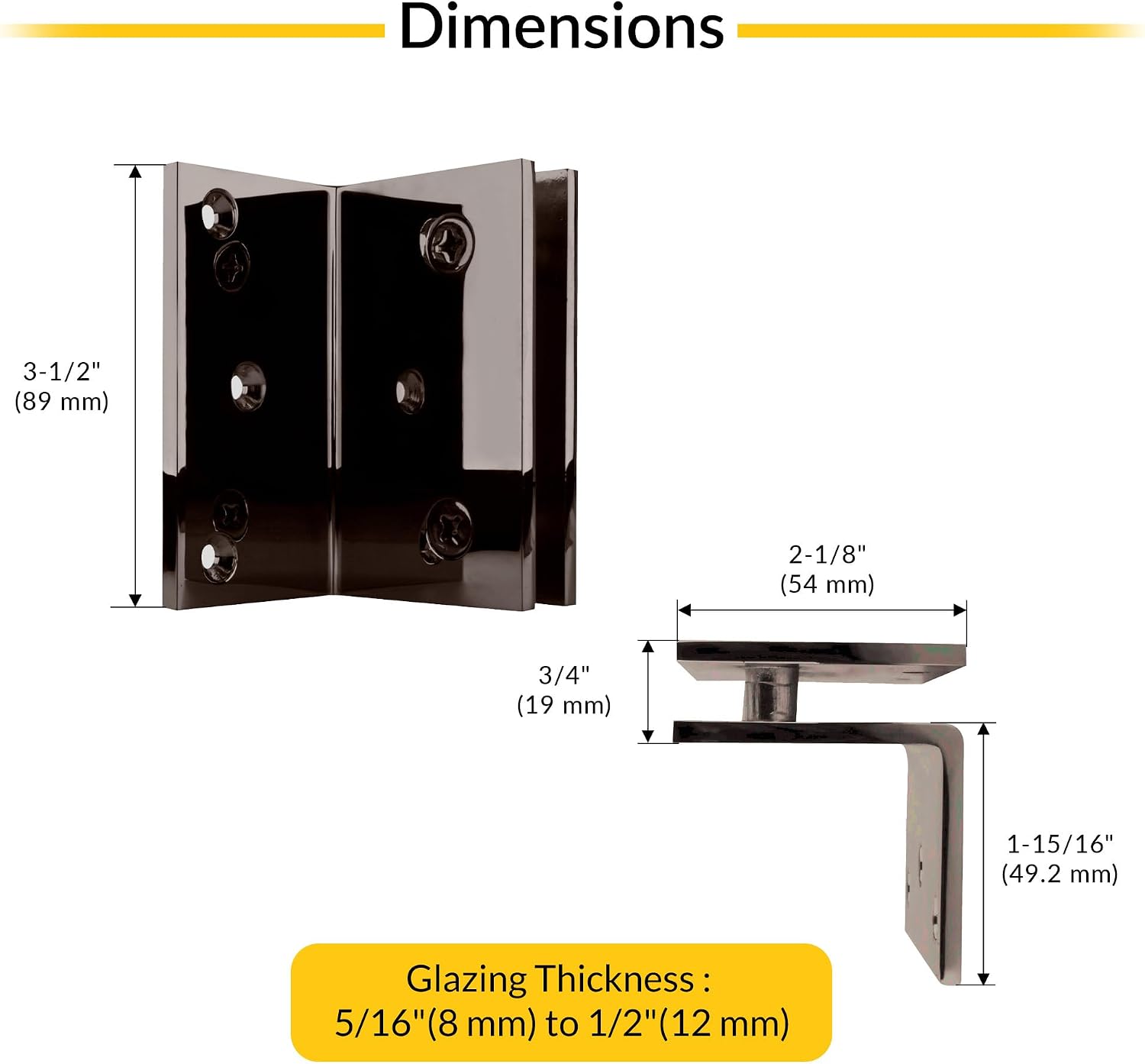 Brixwell GWMB90PN Polished Nickel Geneva Series Wall Mount Bracket