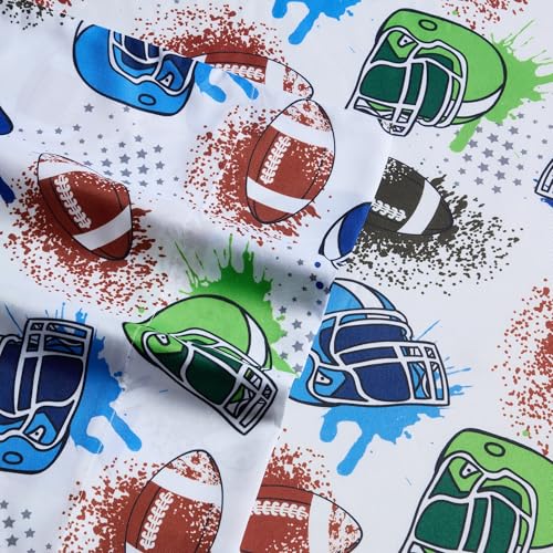Image of Kids Bedding Set Bed in a Bag for Boys and Girls Toddlers Printed Sheet Set and Comforter, Full, Football