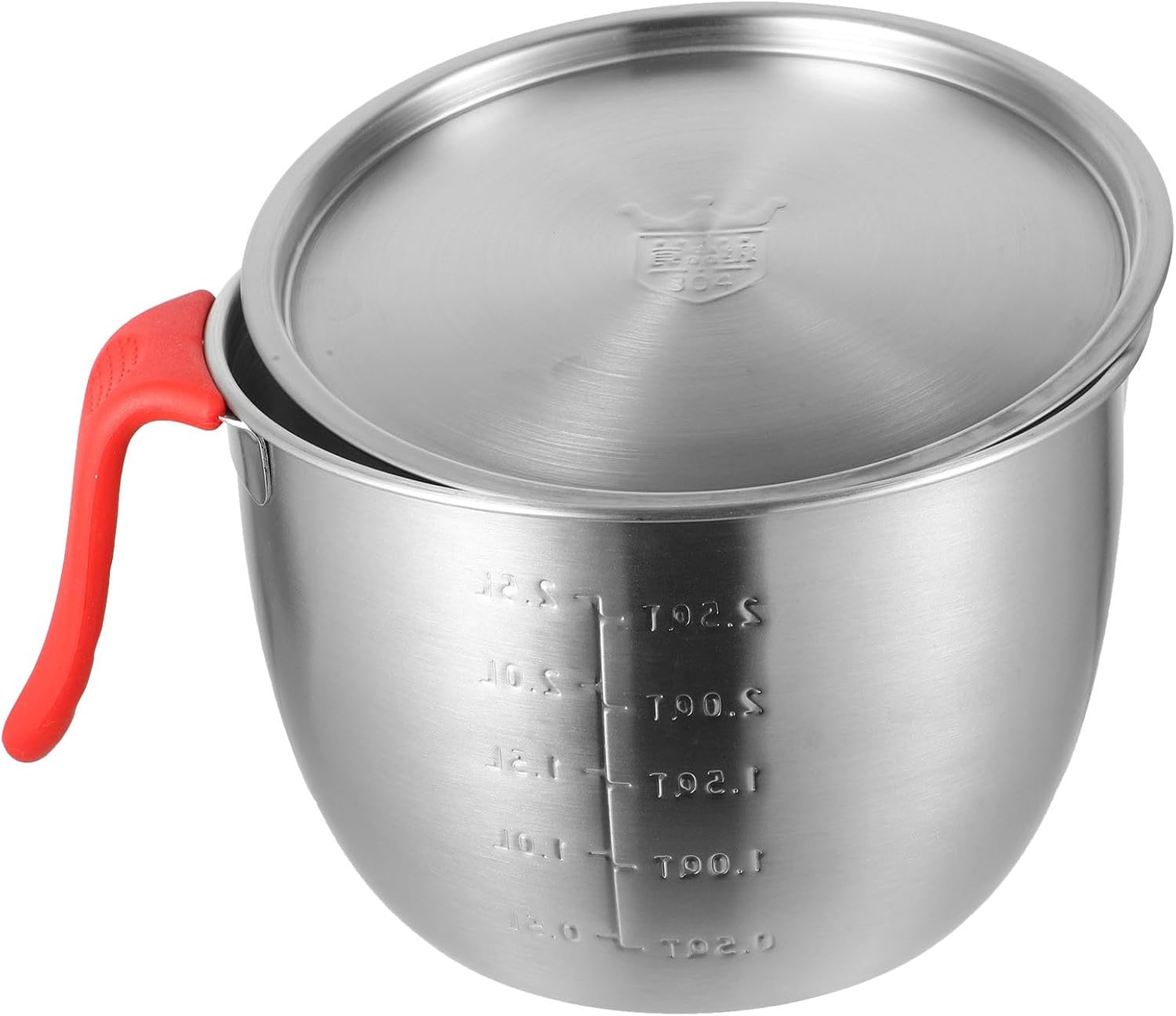 Whisking Bowl with Handle and Lid, 19cm Deep Stainless Steel Mixing Bowl Set, 304 Food-grade Metal Kitchen Accessory for Baking, Salad, and Egg Beating