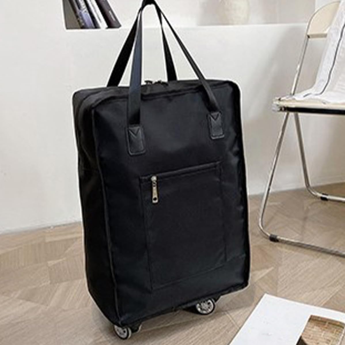 DOITOOL Bolsa de Viaje Plegable Adecuado para Organizar Ropa en Viajes de Gran Capacidad en Tela Oxford Negra, Diseño Compacto y Portátil