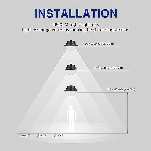 Miniatura 6 de SAATLY Luz LED de granero, iluminación exterior del atardecer al amanecer 40W, 110-277V, 4800LM, luz diurna de 5000 K, luz de seguridad impermeable