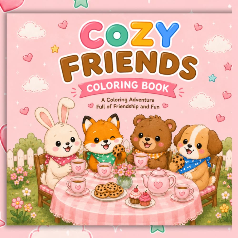 Cozy Friends Coloring Book: Featuring Adorable Animal Friends, Cozy Scenes and Fun Adventures
