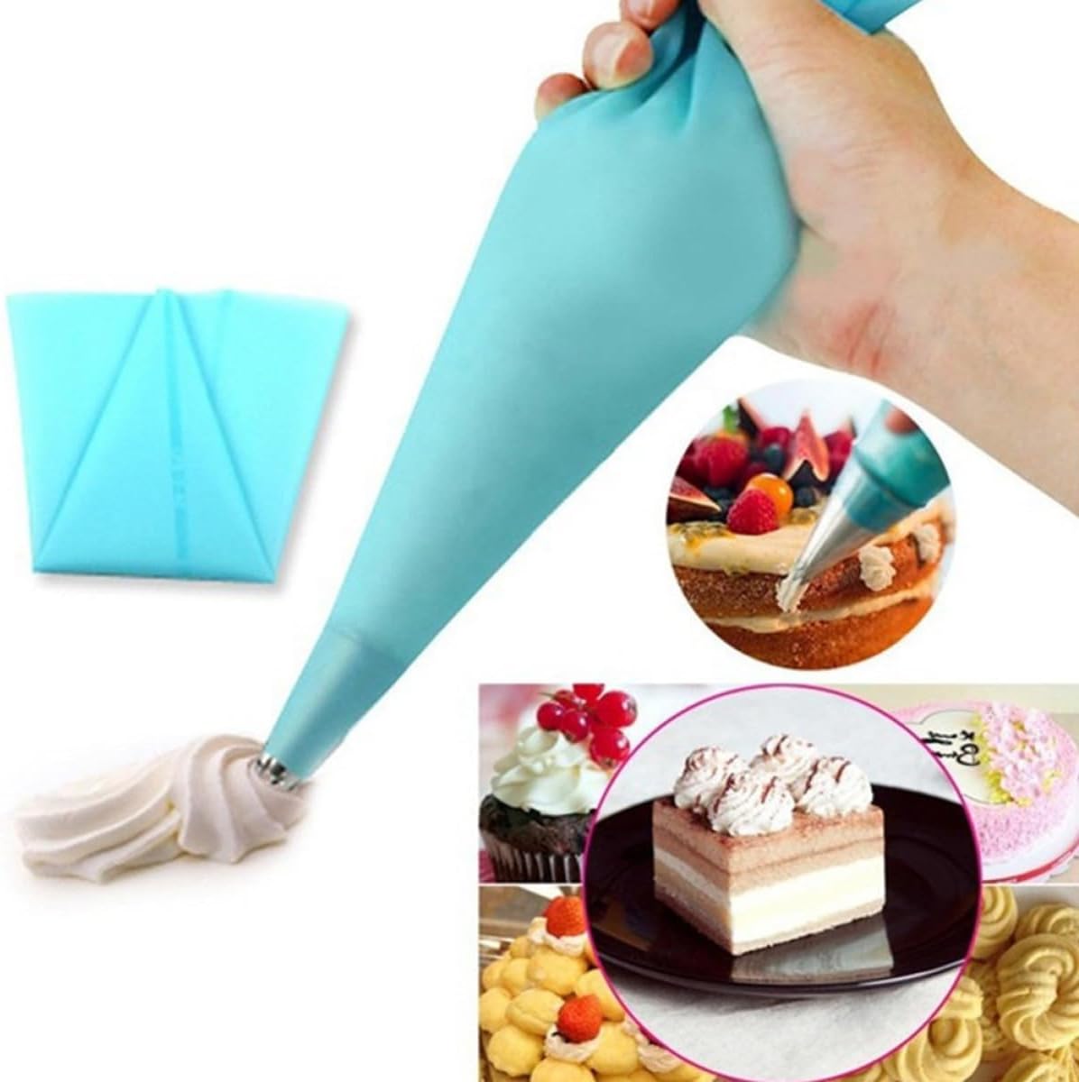 6Pcs Silicone Piping Bags Reusable for Cake Decorating and Candy