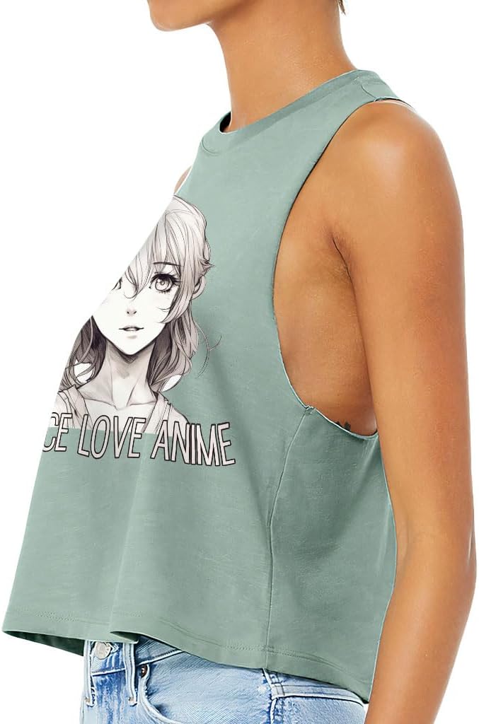 Peace Love Anime Racerback Cropped Tank - Gifts for Anime Lovers - Great Gift