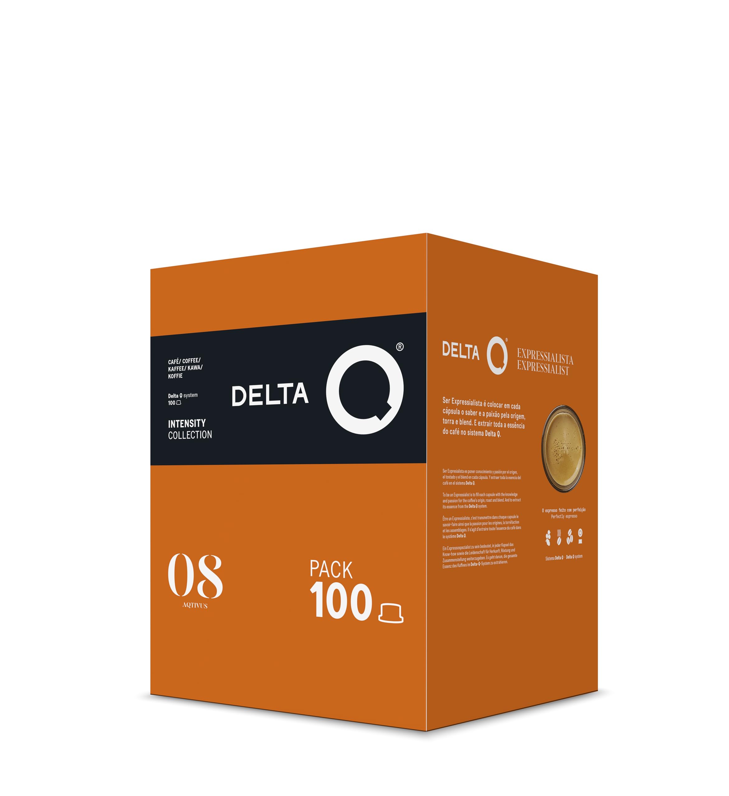 Pack Ahorro Cápsulas Café Delta Q AQtivus 100 + Qalidus 100 – Espresso Intenso y Muy Intenso, Notas de Frutos Secos y Caramelo