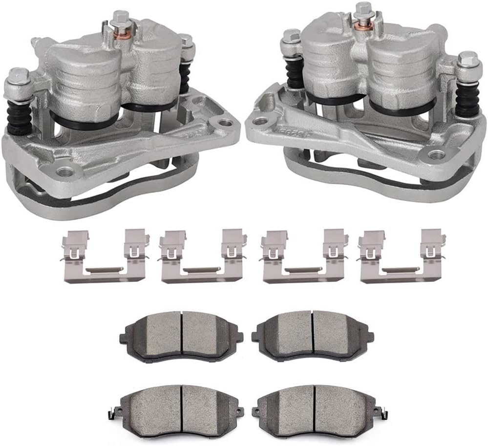 SCITOO Front Brake Calipers With Bracket & Brake Pads 19B2683 19B2682 D929 Compatible For Saab 9-2X 2005-2006 For Subaru Impreza 2002-2011 For Subaru Legacy 2003-2004