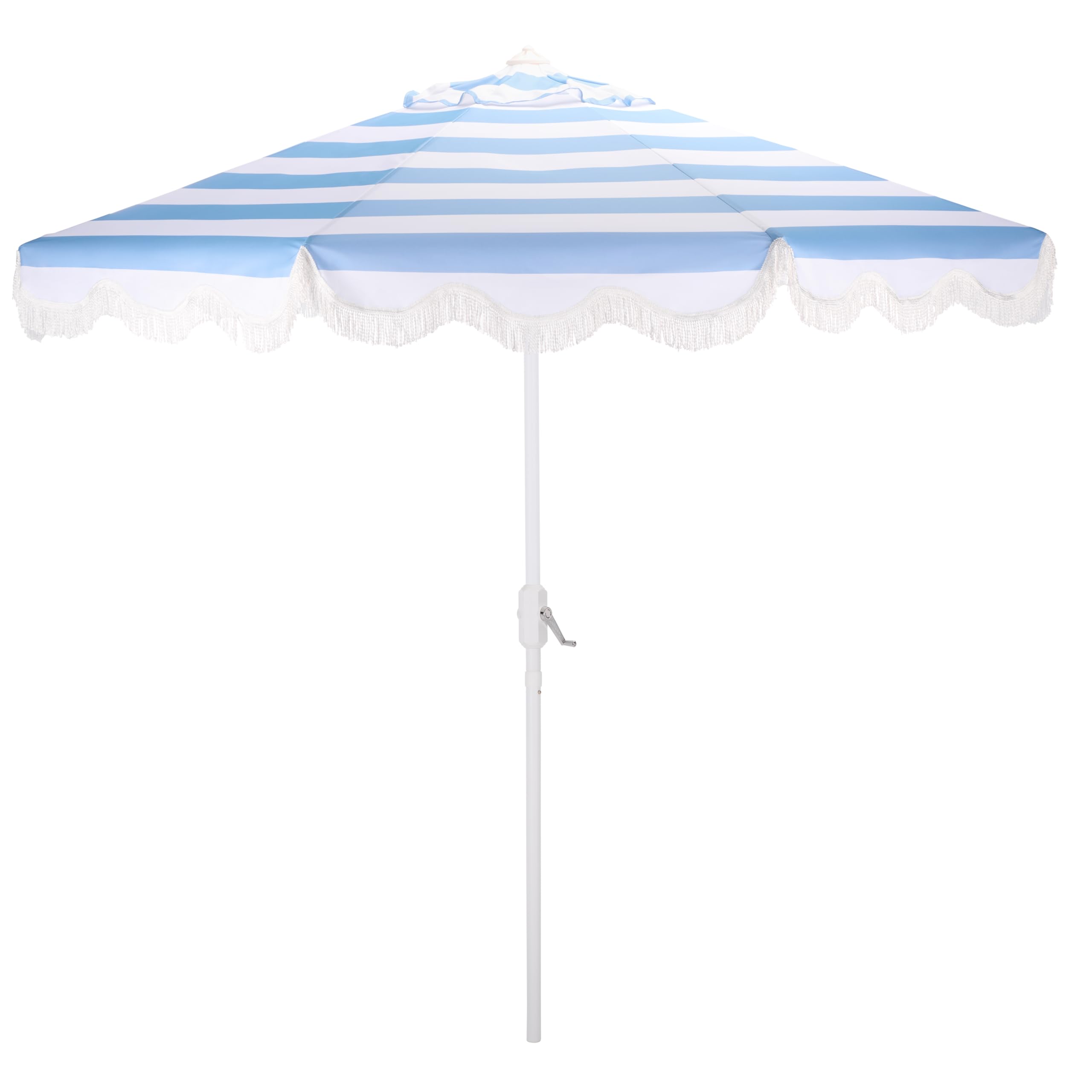 SAFAVIEH Outdoor Patio Furniture Collection – Lucerna 9 Ft Crank Patio Umbrella, Baby Blue Stripe & White Pole, Market Umbrella with Crank Lift (PAT8025U) : Patio, Lawn & Garden