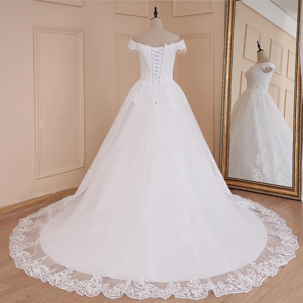 Robe de mariée Princesse Perles Dentelle Grande Traine Robe de Mariage BA-OF-0547