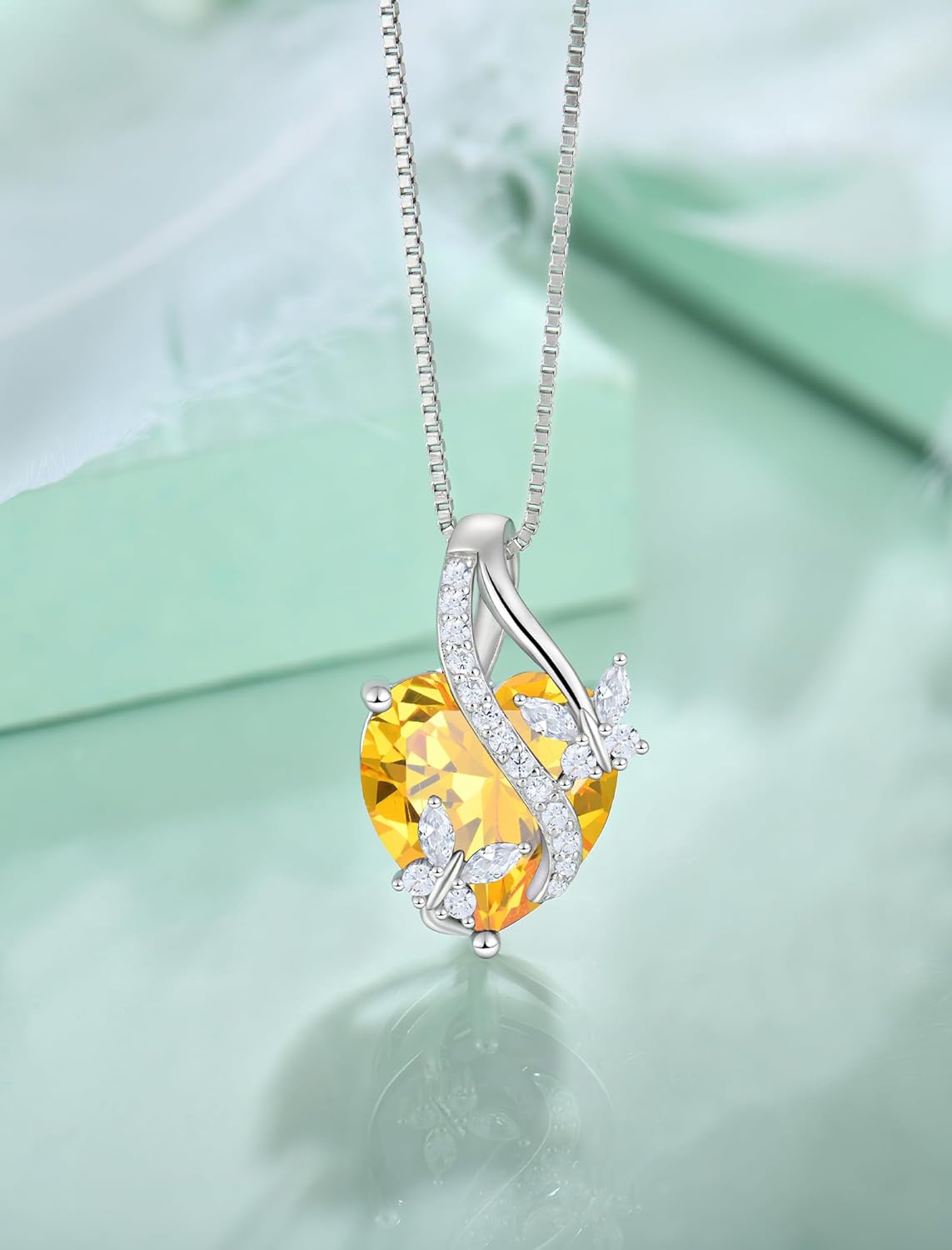 Butterfly Necklaces for Women Sterling Silver Infinity Heart Pendant Birthstone Jewelry Gift with 14k Yellow Gold/Rose Gold Plated - Image 4