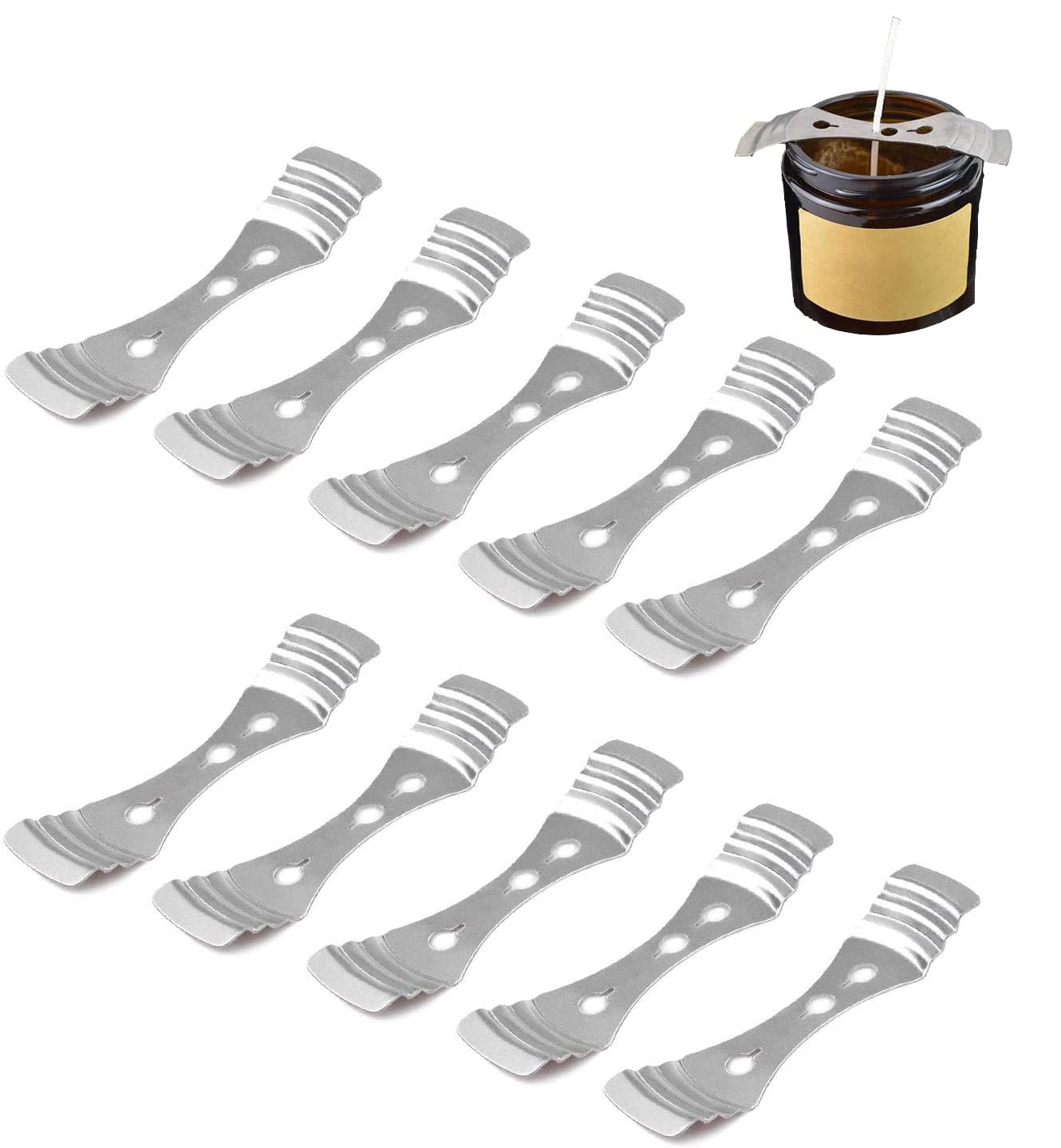 Candle Wick Holders for Candle Making, Metal Stainless Steel Candle Wicks Centering Device for Candle DIY Making (Candle Clips, Candle Jars Wick Center Device, Silver)10 Pcs