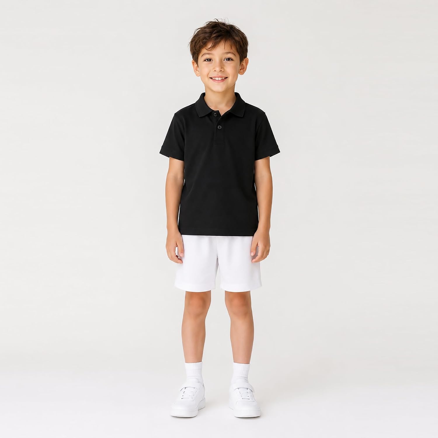 Mud Kingdom Big Boys Polo Shirt Uniform Cotton Summer Casual Back to School Lapel Collar Black 9-10 Years