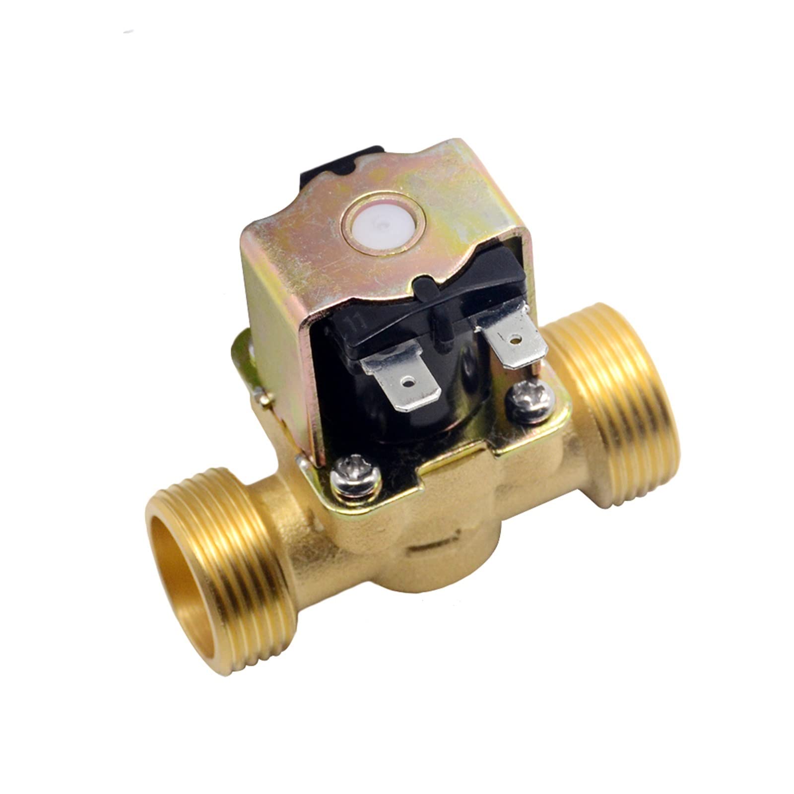 3/4”1/2” DC 24V AC 220V DC12V Válvula magnética solenoide eléctrica Latón Normalmente Cerrado for Control de Agua(DC 12v,0.75 Inch)