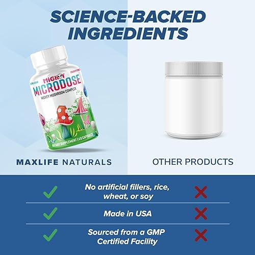 Miniatura 5 de Mezcla nootrópica de 5 hongos  60 cápsulas, cola de pavo, reishi, extracto de hongo Maitake con alto contenido de beta-glucano y melena de león,