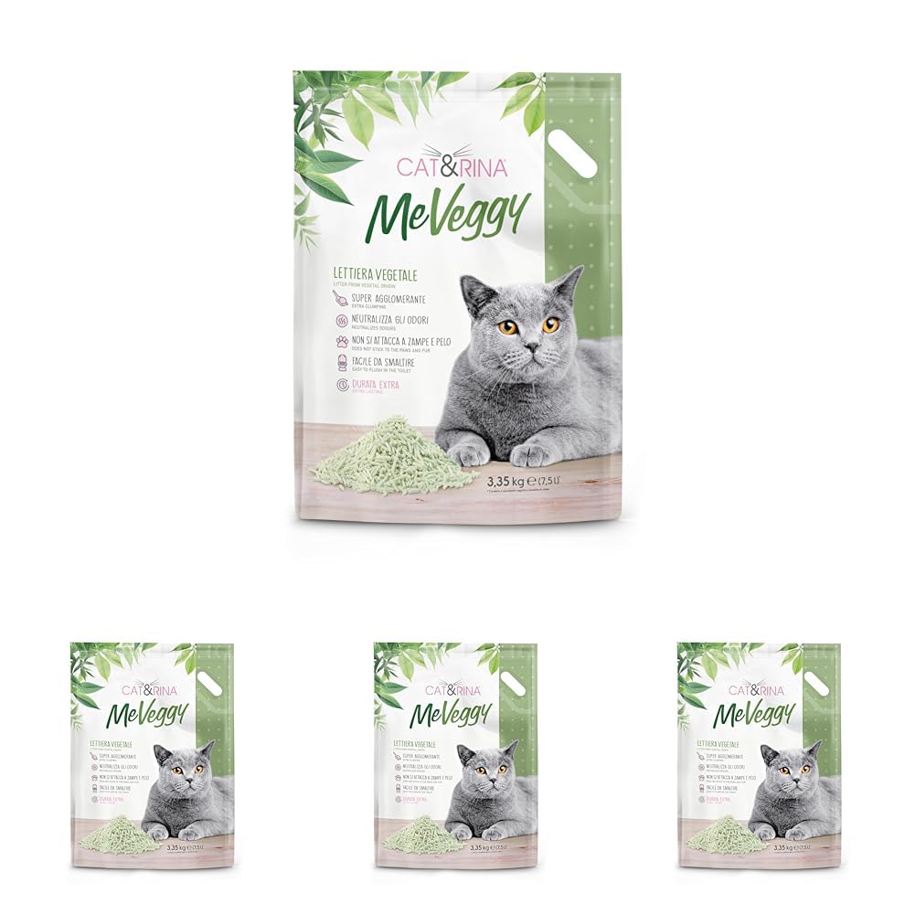 Cat&rina MeVeggy Litière végétale pour Chats de 7,5 L Longue durée Sable Naturel et aggglomérant, éliminable dans Les bios ou Les Toilettes. Neutralise Les odeurs et ne Colle Pas aux Pattes et aux