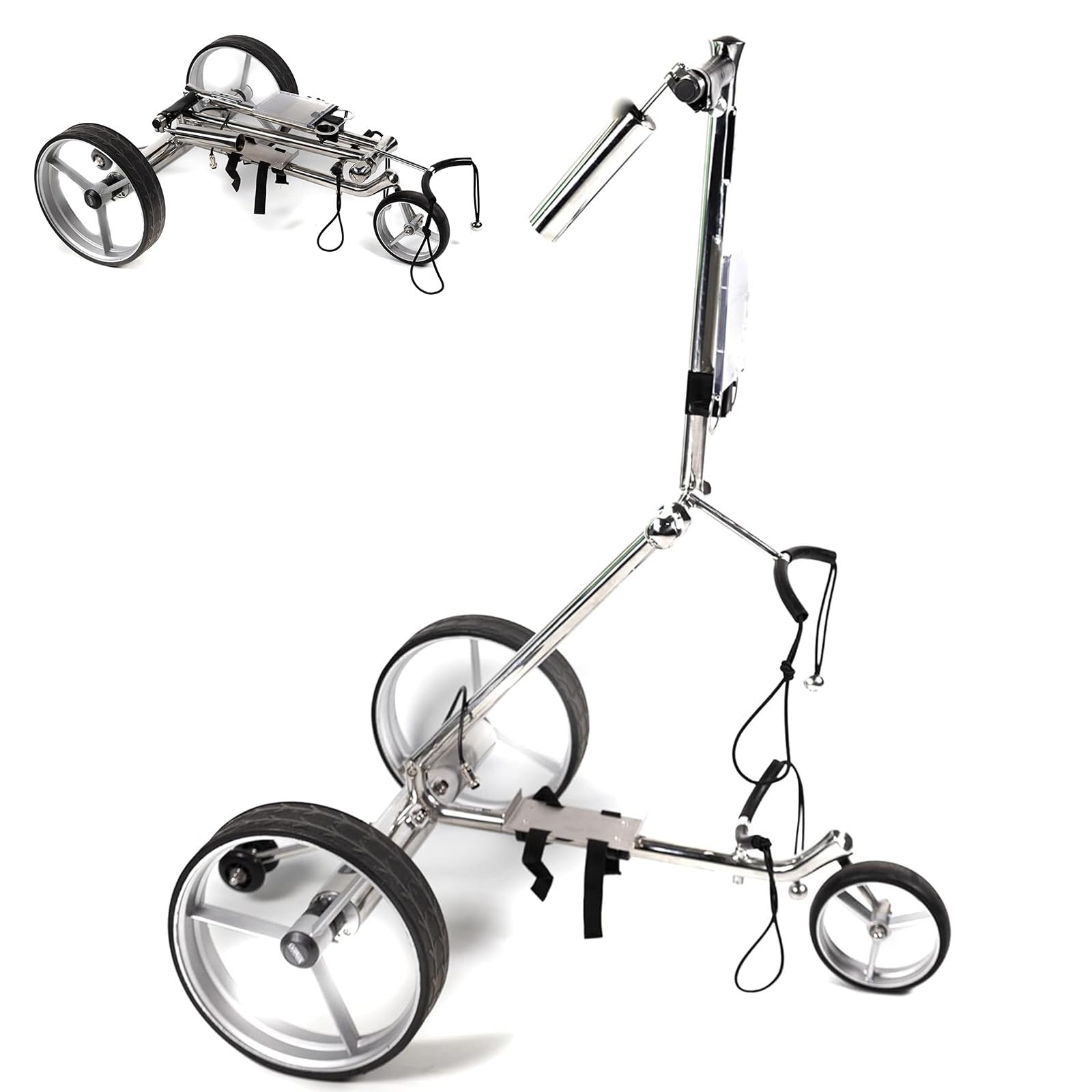 Carrito De Golf Eléctrico De 3 Ruedas: Ligero, Plegable Y Cabe En El Maletero, Capacidad De Carga: 30 Kg, Ajuste De Velocidad: 1-9, Incluye Marcador Y Soporte