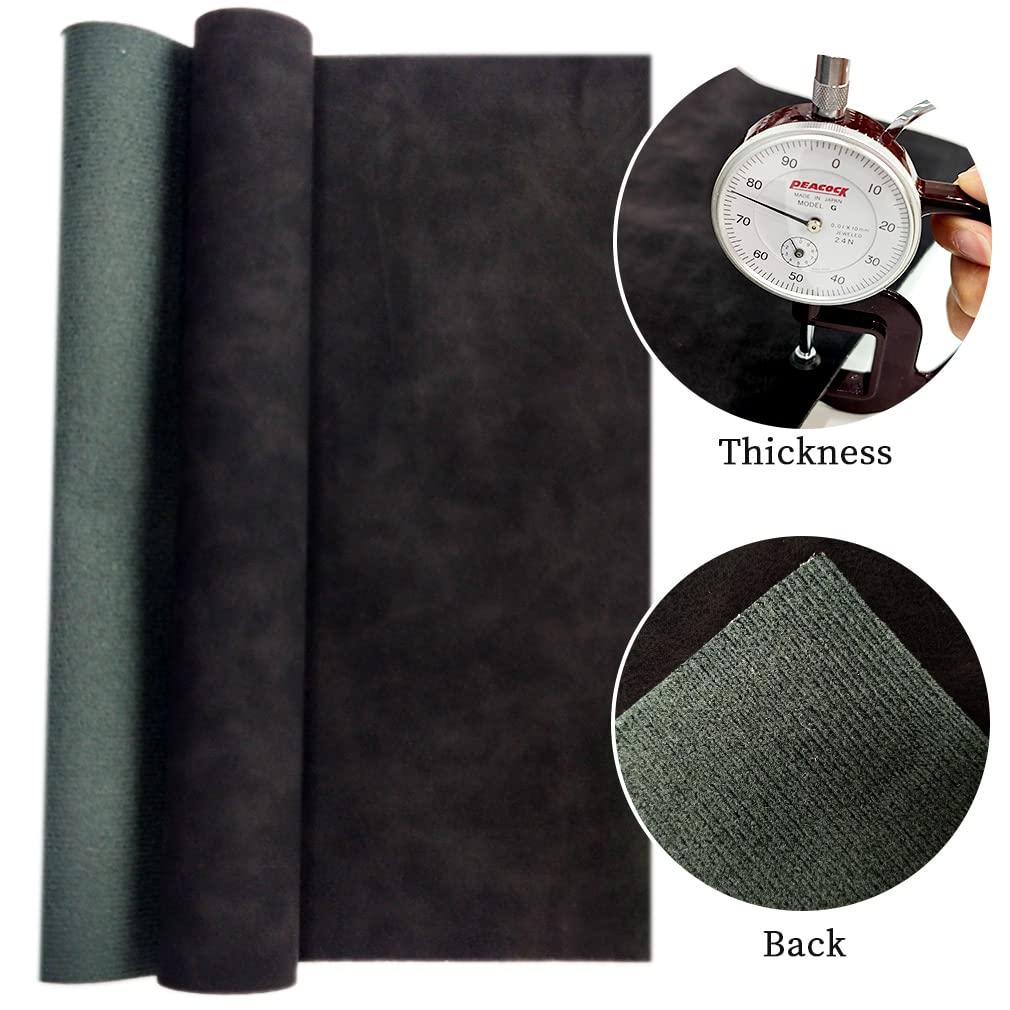 XHT Suede Faux Leather Fabric 30x135cm Waterproof Synthetic PU Leather for Earrings Pouches Hair Bows Making (Black) - Image 3