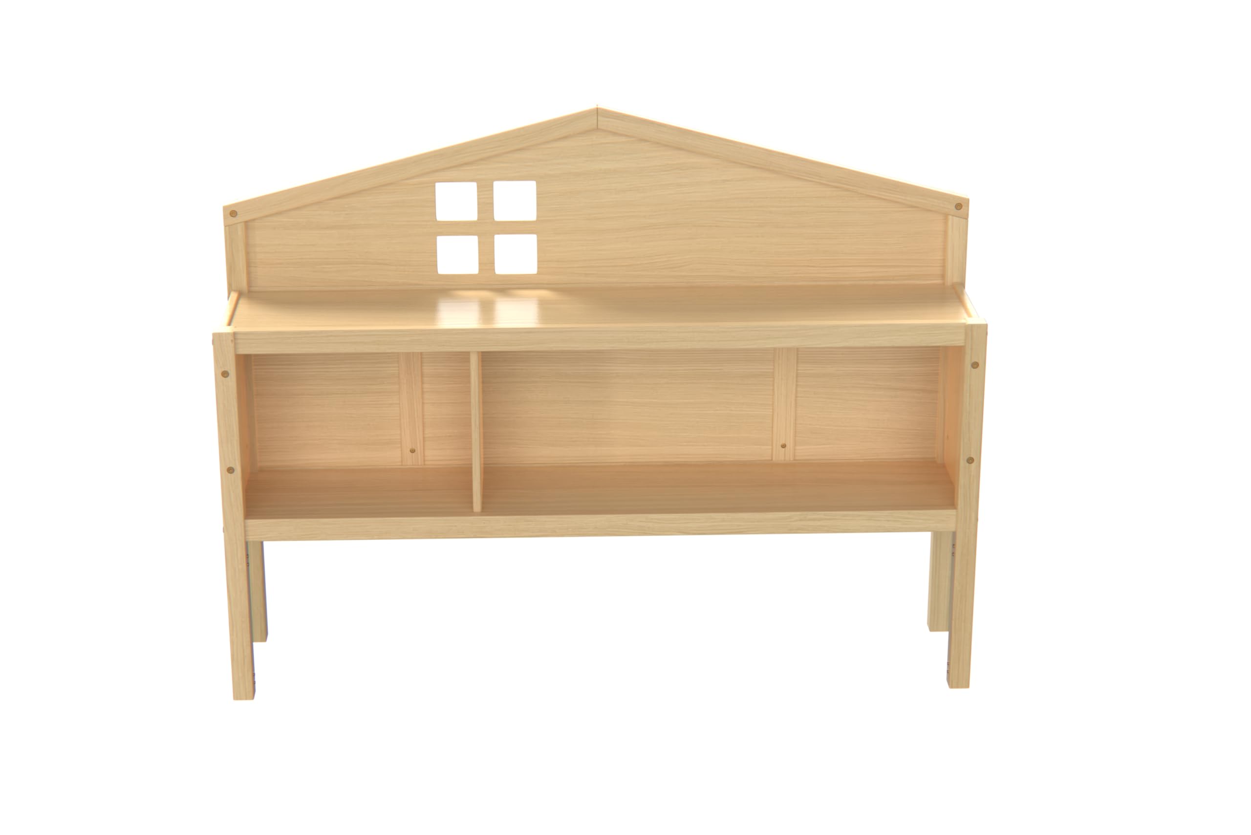 VeroFree Natural Wood Headboard Storage Cabinet for Full-Size Montessori Floor Bed Freely Collapsible Design Kids Room Organization & Space-Saving Solution