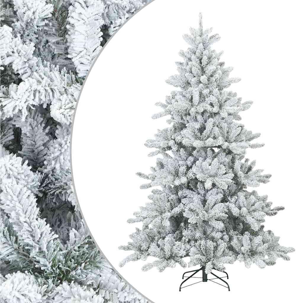 vidaXL Modern Artificial Hinged Christmas Tree Snow Flocked White, Living Room, Modern Christmas Tree, Artificial, Holiday Dcor, PVC, Lush Decoration for Seasonal Festivities