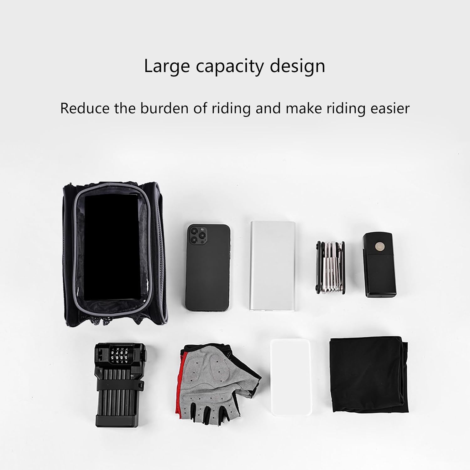 Mountain Bike Front Top Tube Pouches Pannier Phone Mount Holder Handlebar Bag With Touch Screens Cell Phone Bag Holder Bike Front Frame Bag Large Capacity Mountain Bike Front Top Tube Pouch Pannier
