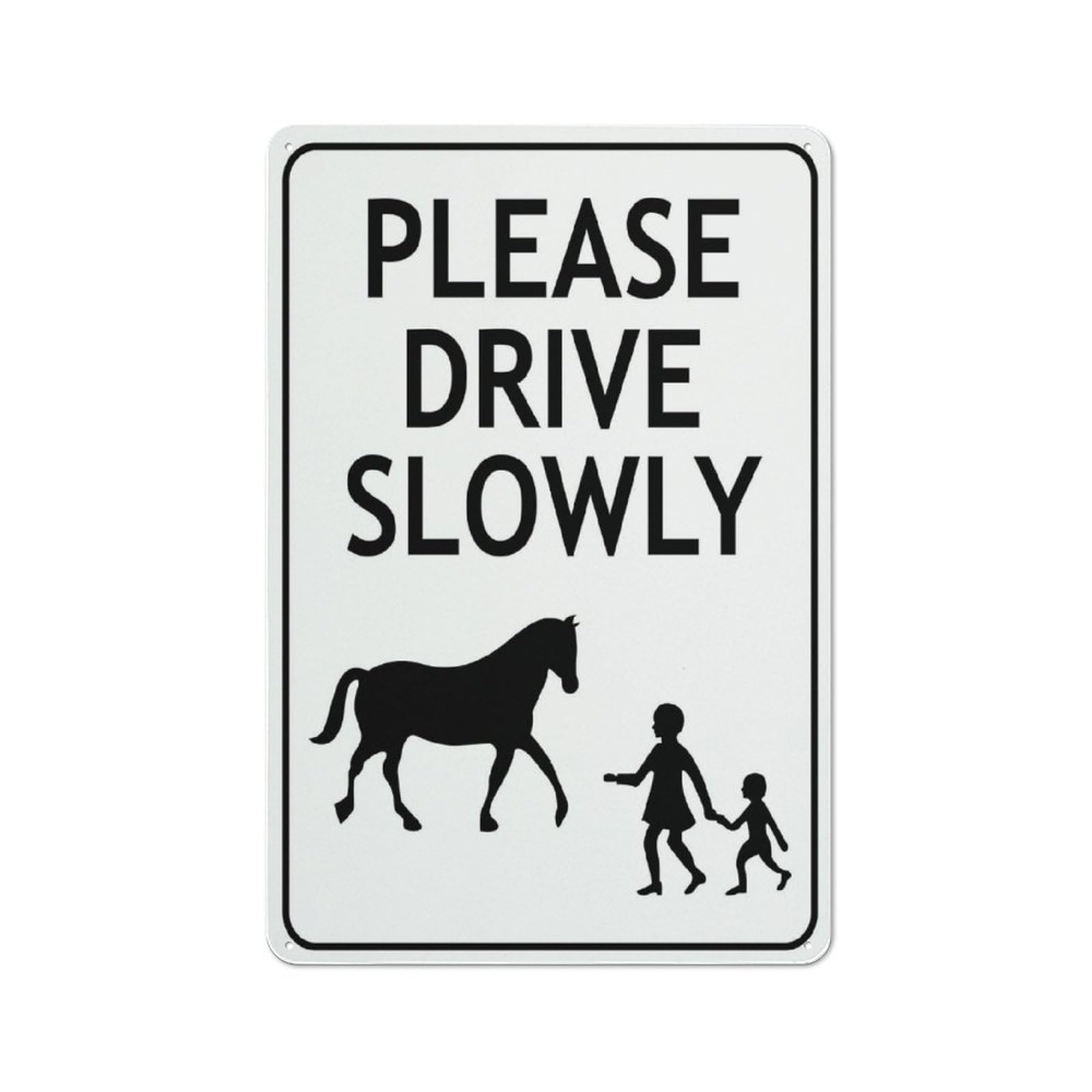 Please Drive Slowly Sign, 8x12 Inch Tin Wall Decor for Garden & Yard
